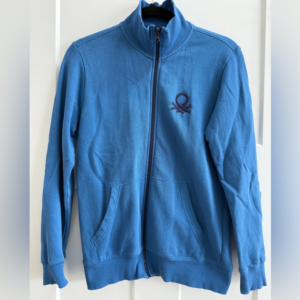Benetton Boys Juniors Blue Cotton Zip Up Sweatshirt Size 2XL B14
